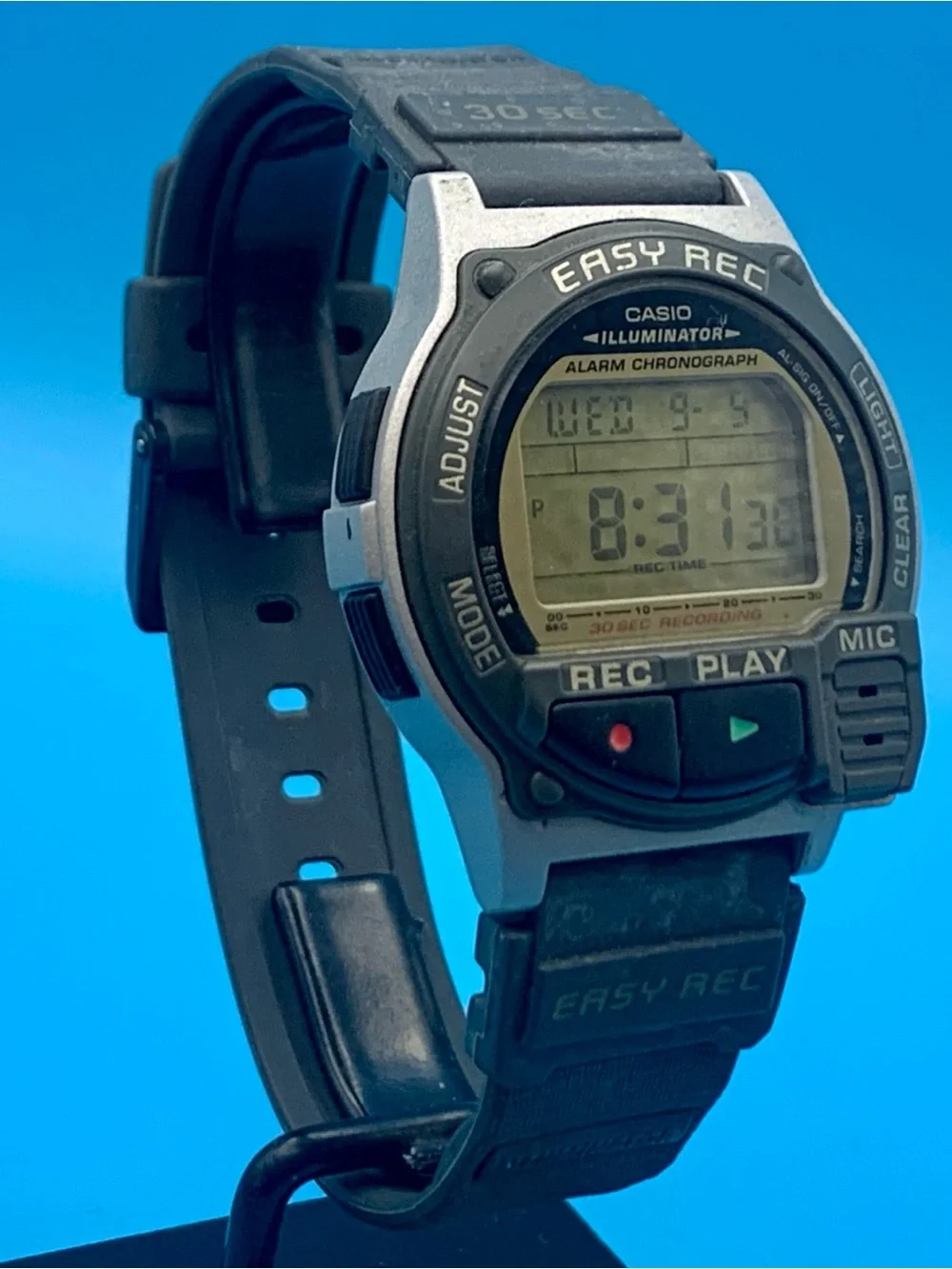 CASIO F-V3(1589) Men’s Rare Vintage Watch 30 Sec Voice Recorder Working New Batt